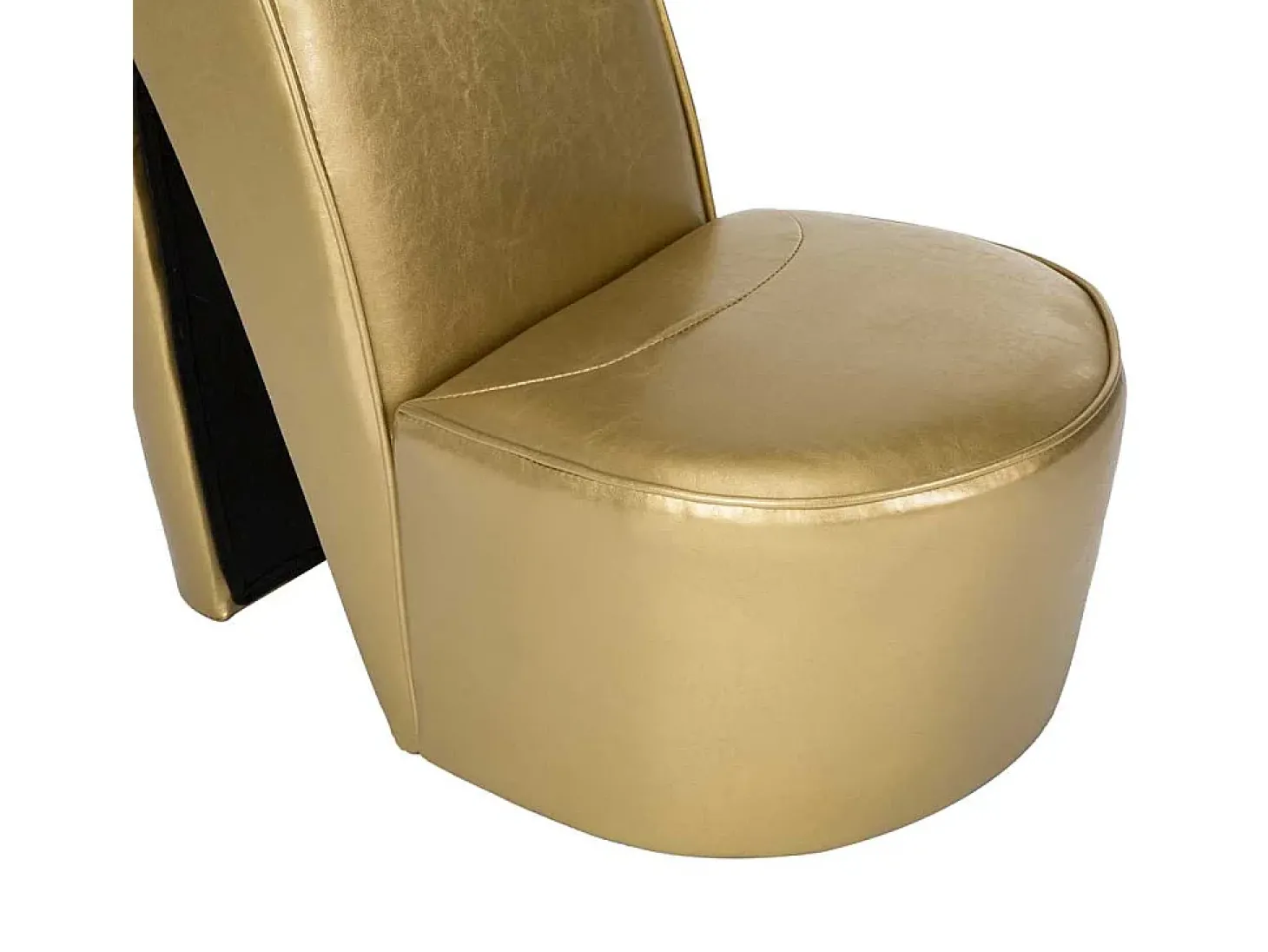 Cadeira estilo sapato de salto alto couro artificial dourado