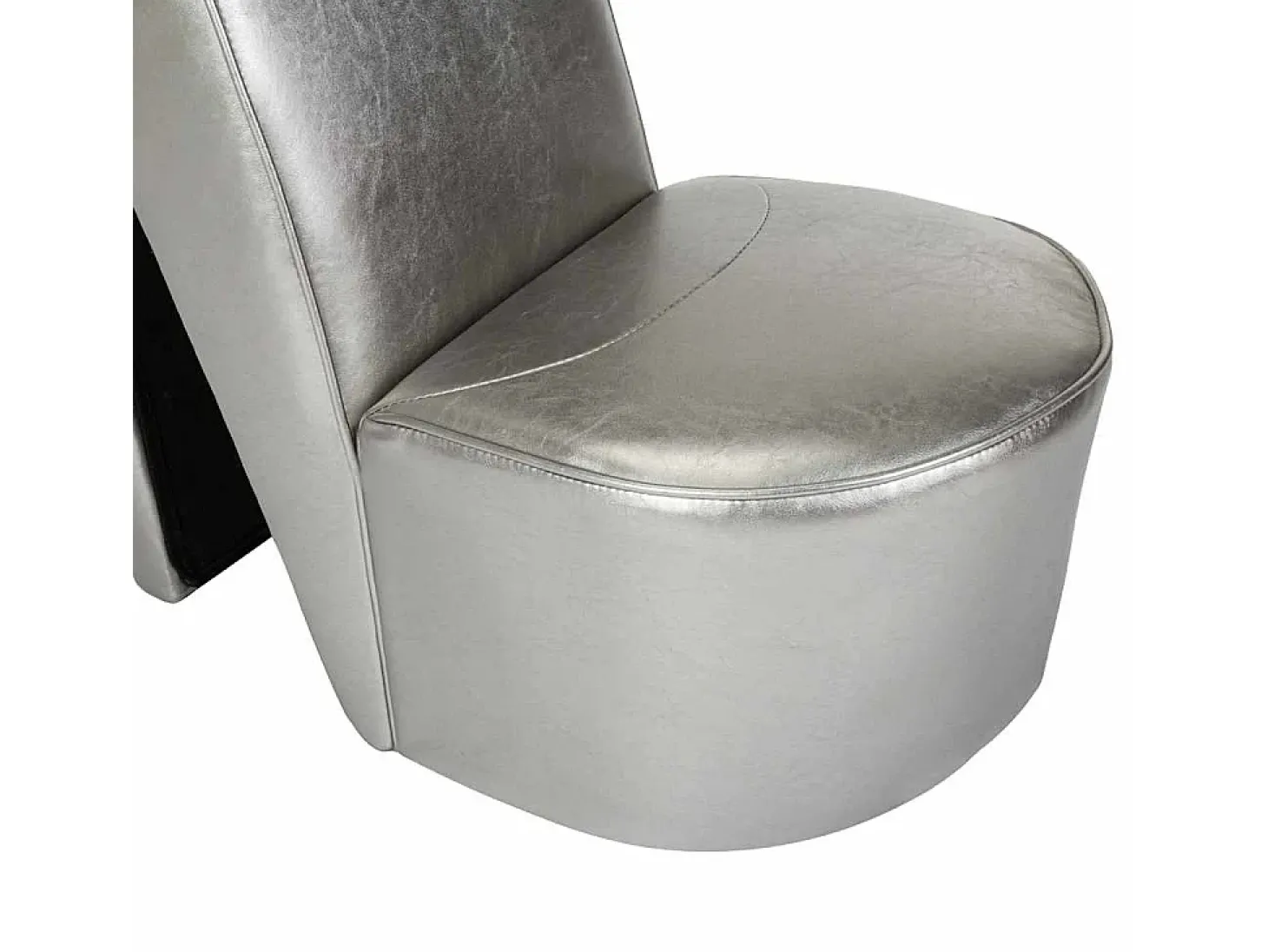 Cadeira estilo sapato de salto alto couro artificial prateado
