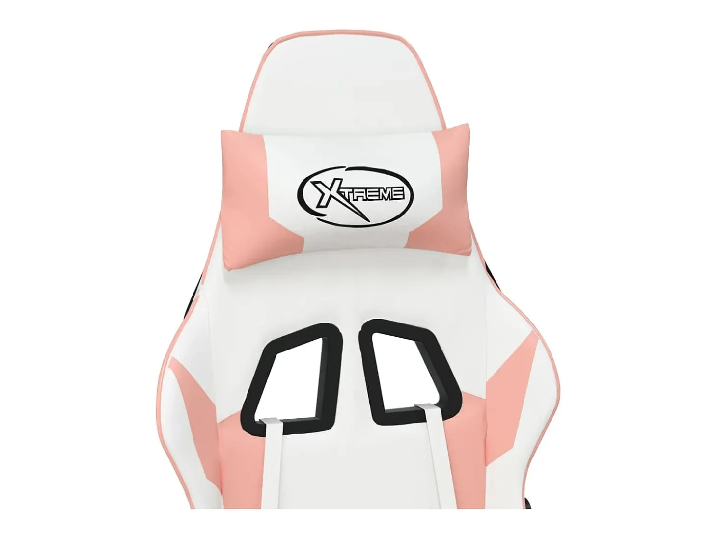 Cadeira gaming com apoio p/ pés couro artificial branco e rosa