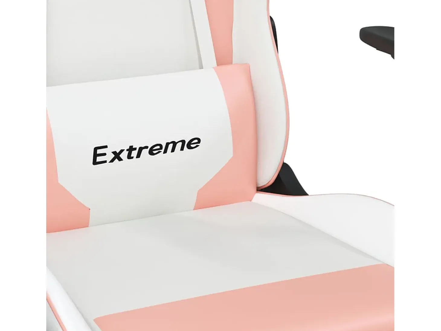 Cadeira gaming com apoio p/ pés couro artificial branco e rosa