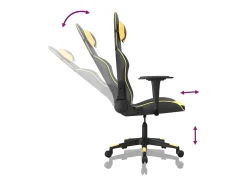 Cadeira gaming couro artificial preto e dourado