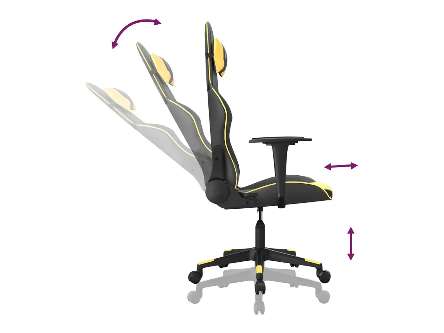Cadeira gaming couro artificial preto e dourado
