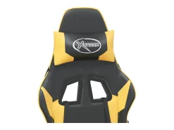Cadeira gaming couro artificial preto e dourado