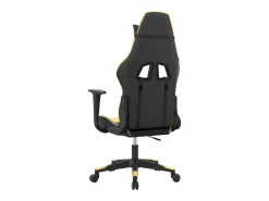 Cadeira gaming couro artificial preto e dourado