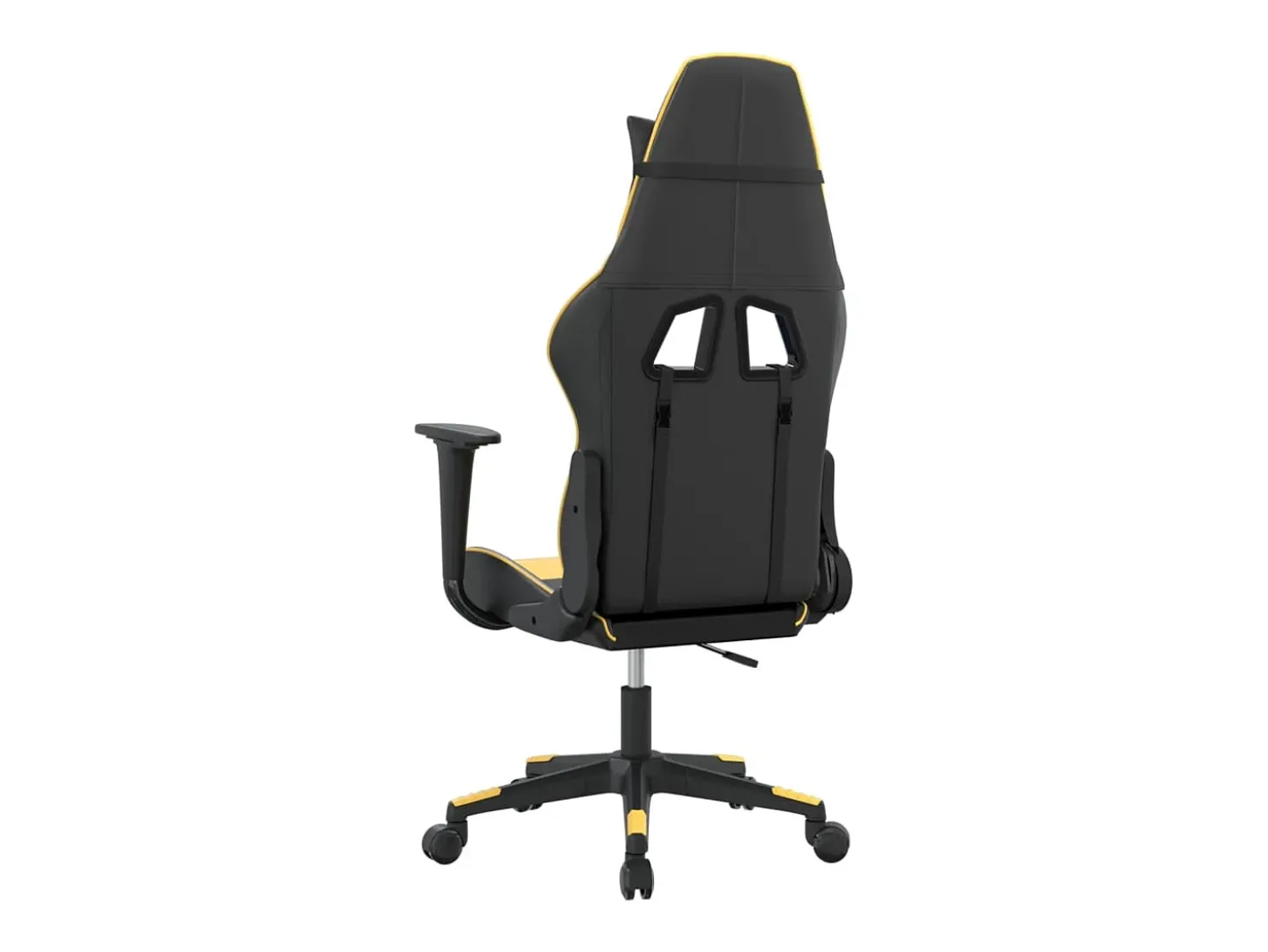 Cadeira gaming couro artificial preto e dourado