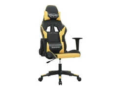 Cadeira gaming couro artificial preto e dourado