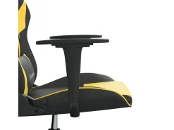 Cadeira gaming couro artificial preto e dourado