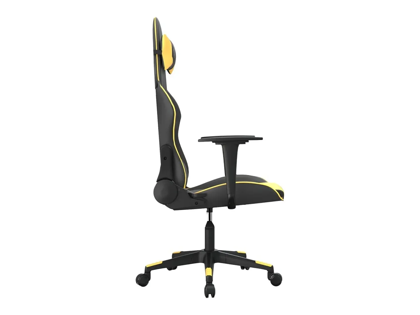 Cadeira gaming couro artificial preto e dourado