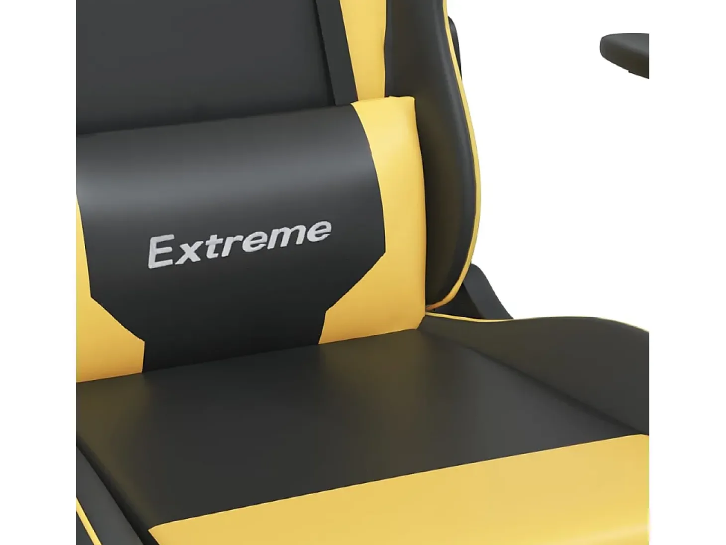 Cadeira gaming couro artificial preto e dourado