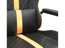 Cadeira gaming de massagens couro artificial dourado e preto