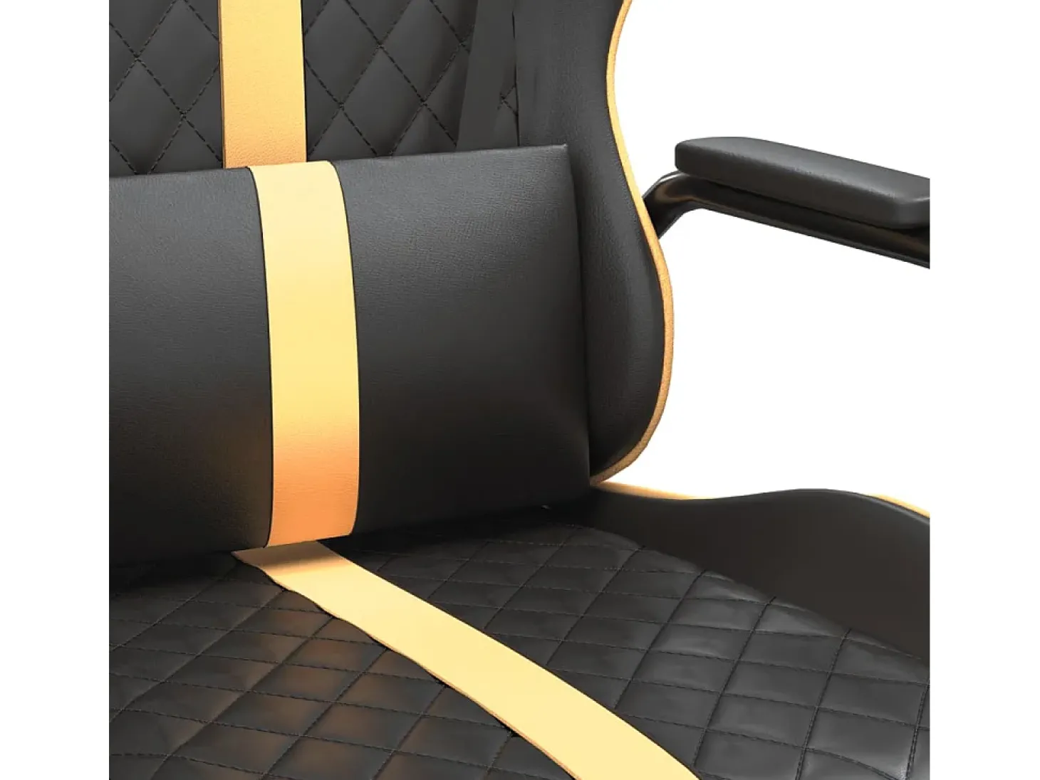 Cadeira gaming de massagens couro artificial dourado e preto