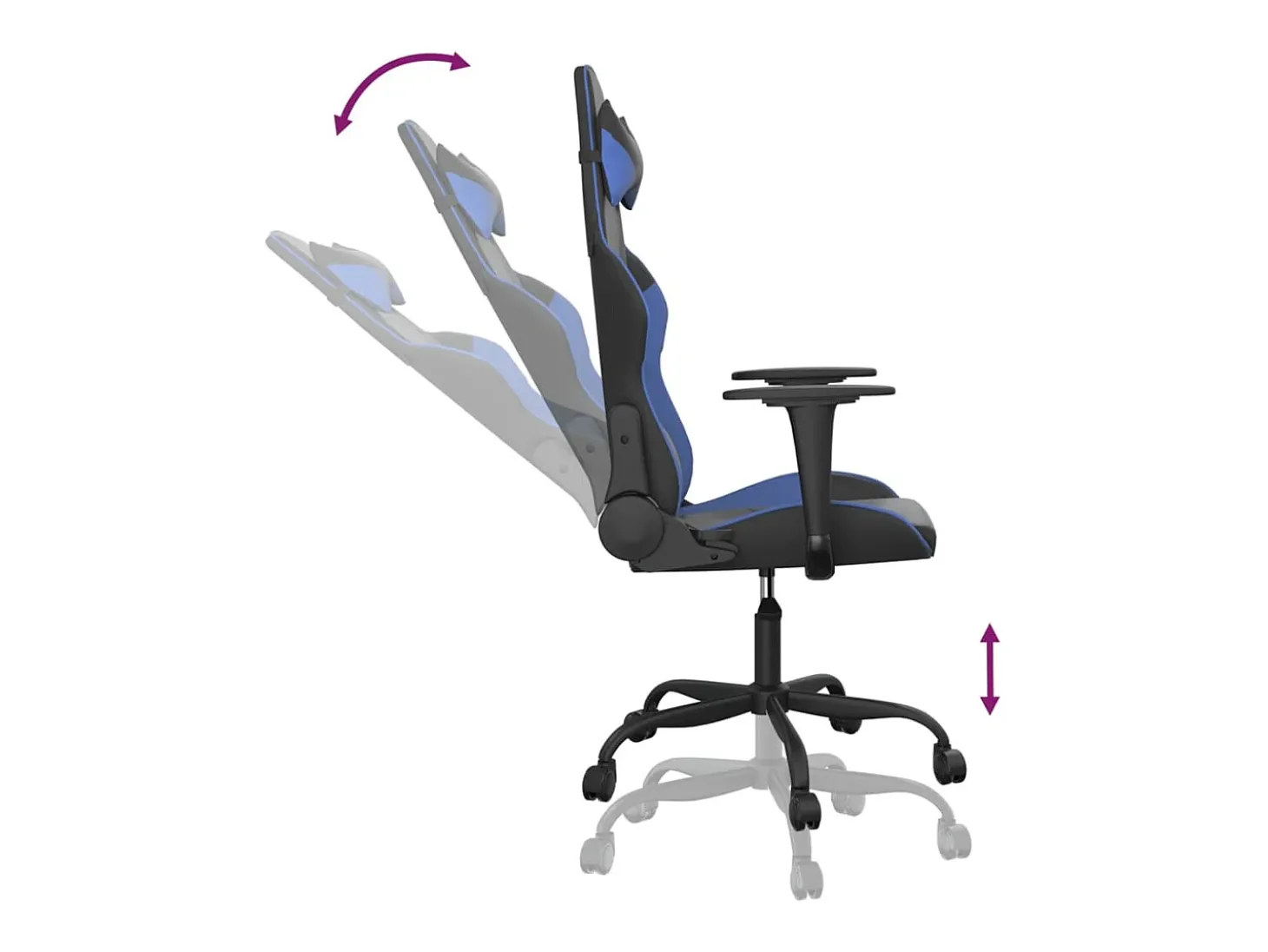 Cadeira gaming de massagens couro artificial preto e azul