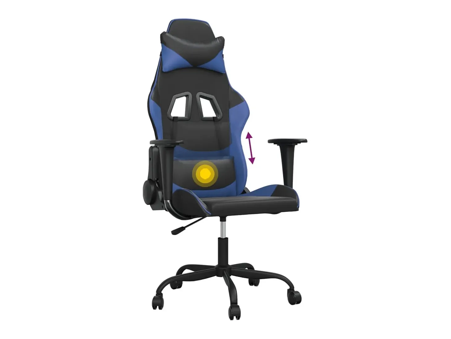 Cadeira gaming de massagens couro artificial preto e azul