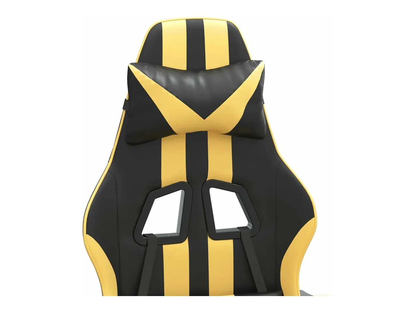 Cadeira gaming giratória couro artificial preto e dourado