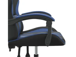 Cadeira gaming giratória couro artificial preto e azul