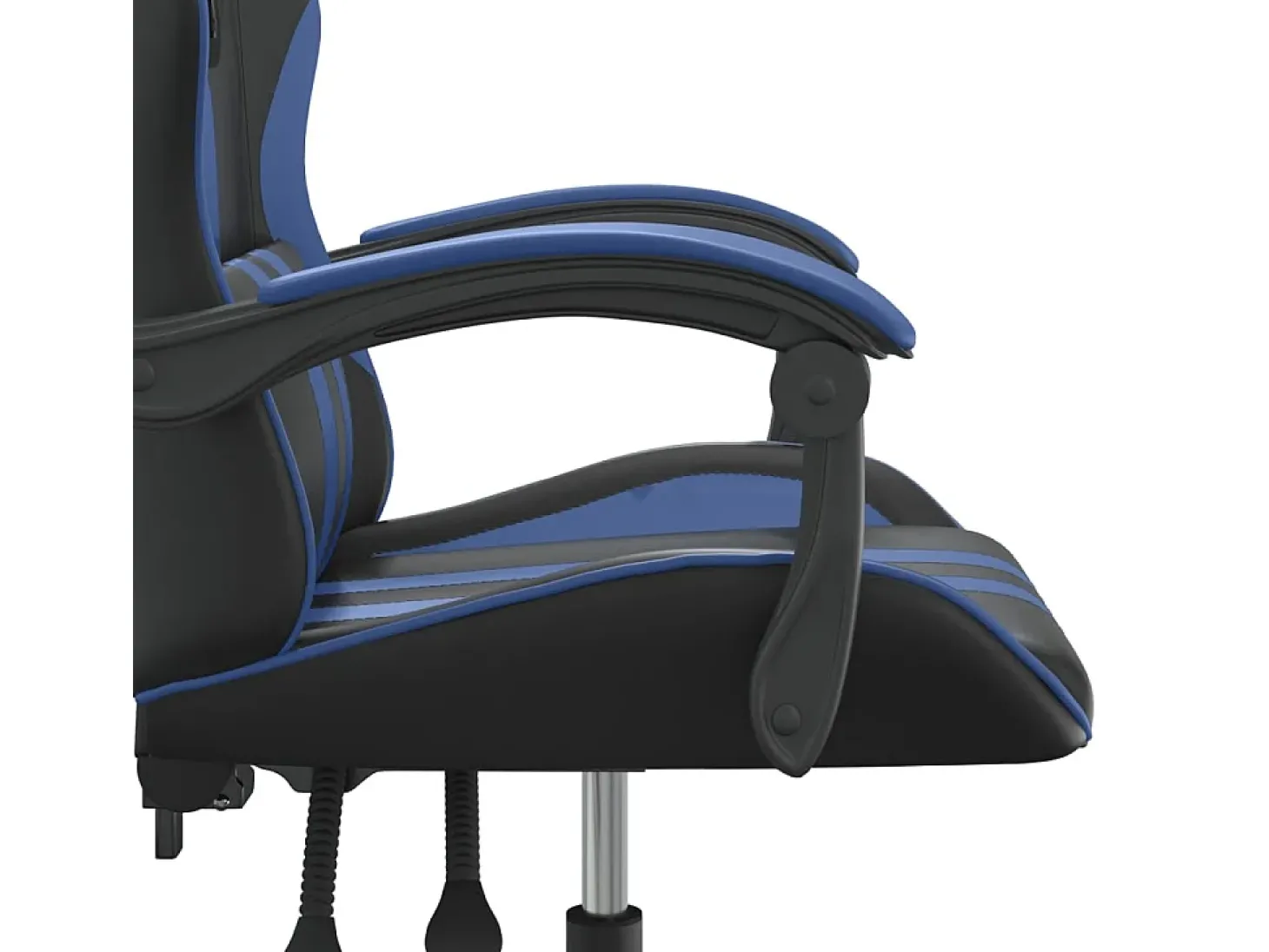 Cadeira gaming giratória couro artificial preto e azul