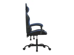 Cadeira gaming giratória couro artificial preto e azul
