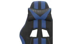 Cadeira gaming giratória couro artificial preto e azul