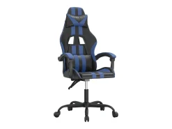 Cadeira gaming giratória couro artificial preto e azul
