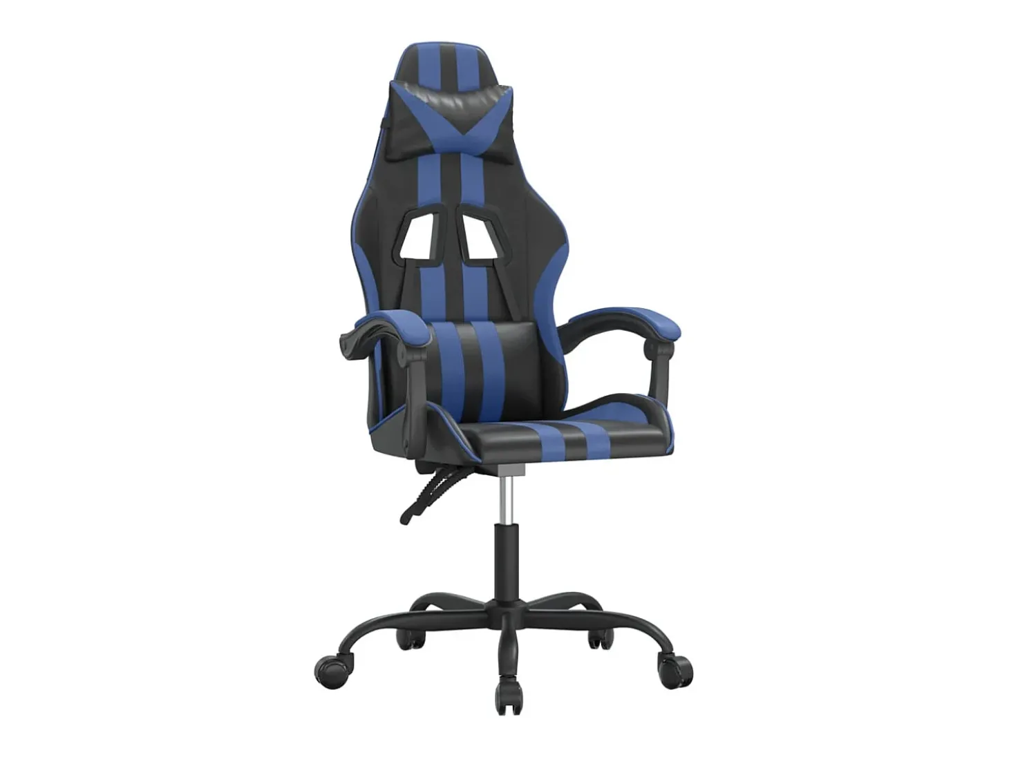 Cadeira gaming giratória couro artificial preto e azul