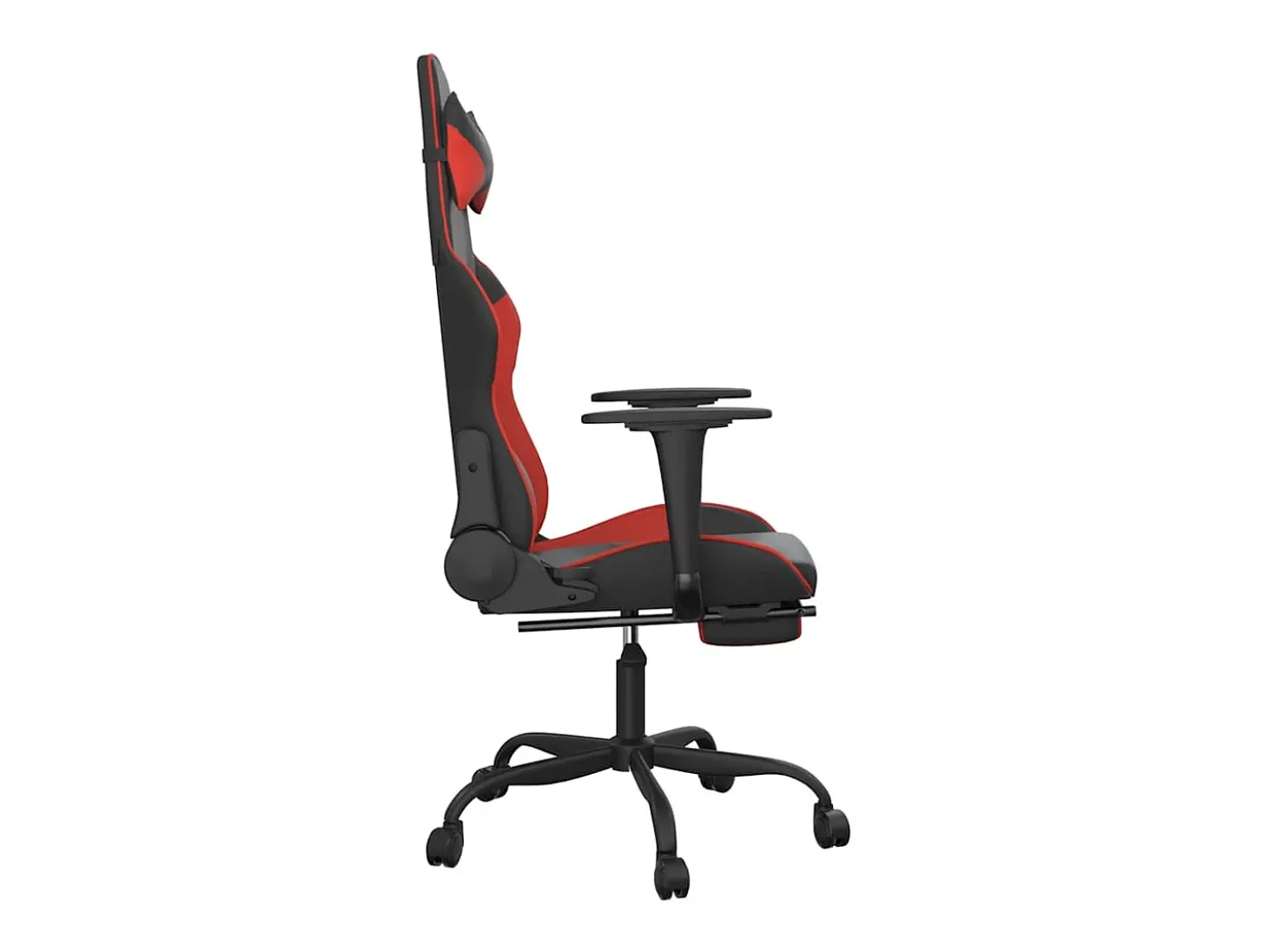 Cadeira gaming massagem + apoio pés couro artif. preto/vermelho