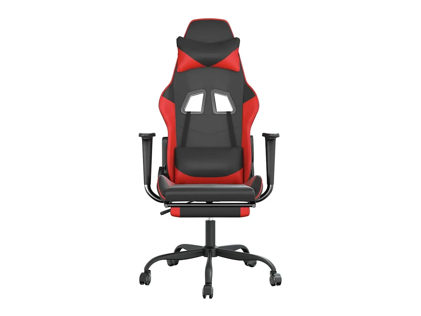 Cadeira gaming massagem + apoio pés couro artif. preto/vermelho
