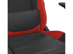 Cadeira gaming massagem + apoio pés couro artif. preto/vermelho