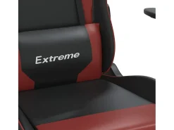Cadeira gaming massagem + apoio couro art. preto/vermelho tinto