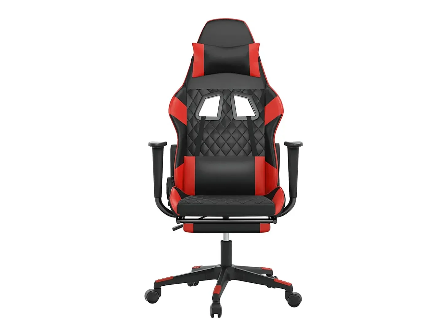 Cadeira gaming massagem + apoio pés couro artif. preto/vermelho