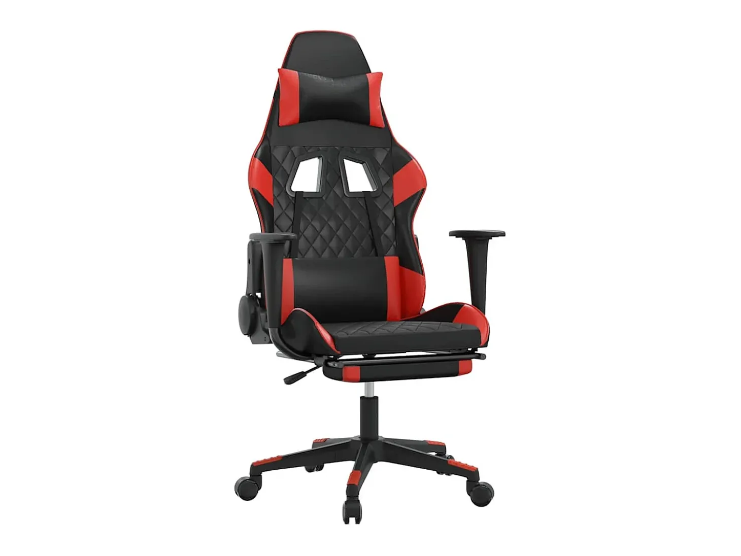 Cadeira gaming massagem + apoio pés couro artif. preto/vermelho