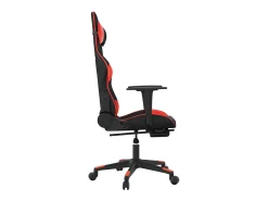 Cadeira gaming massagem + apoio pés couro artif. preto/vermelho
