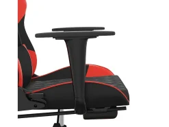 Cadeira gaming massagem + apoio pés couro artif. preto/vermelho