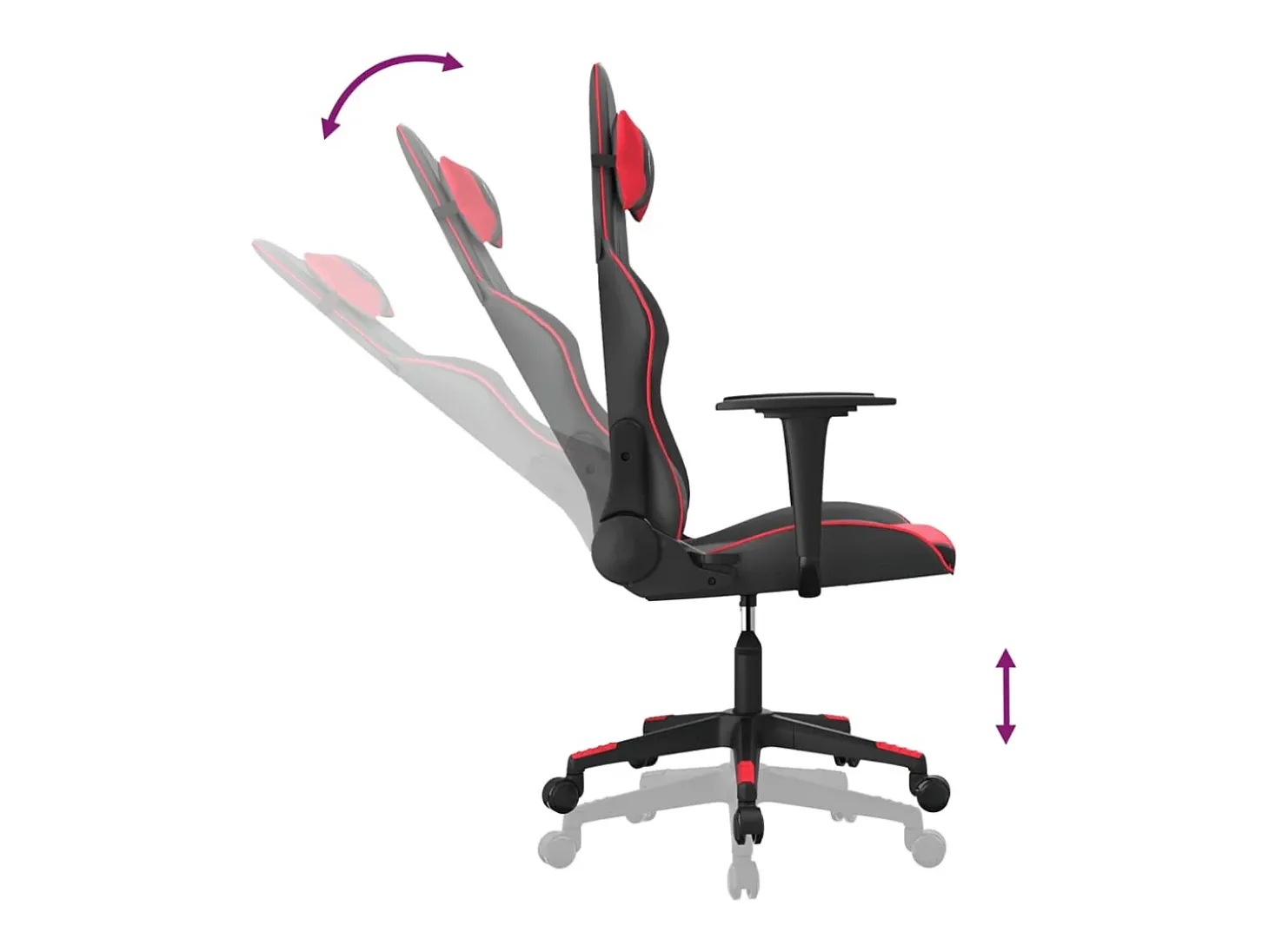Cadeira gaming massagens couro artificial preto e vermelho