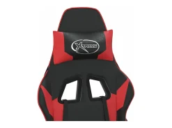 Cadeira gaming massagens couro artificial preto e vermelho