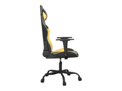 Cadeira gaming massagens couro artificial preto e dourado