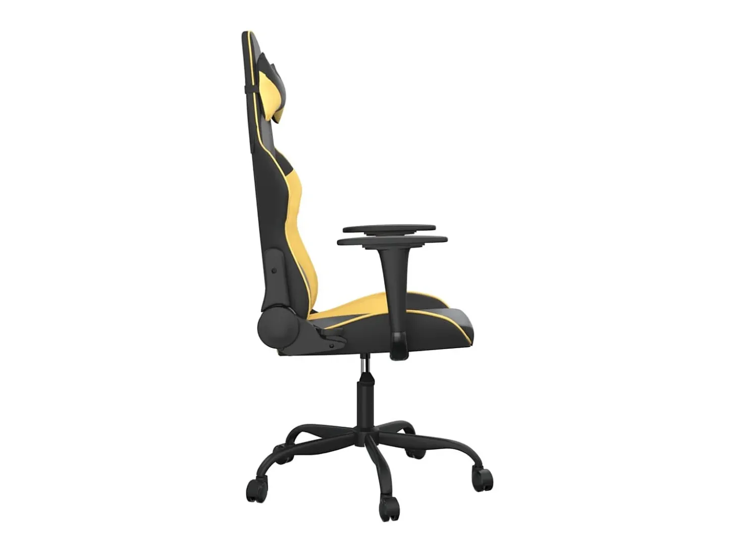 Cadeira gaming massagens couro artificial preto e dourado