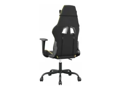 Cadeira gaming massagens couro artificial preto e dourado