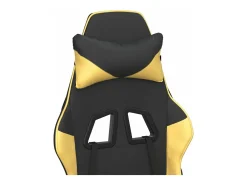 Cadeira gaming massagens couro artificial preto e dourado