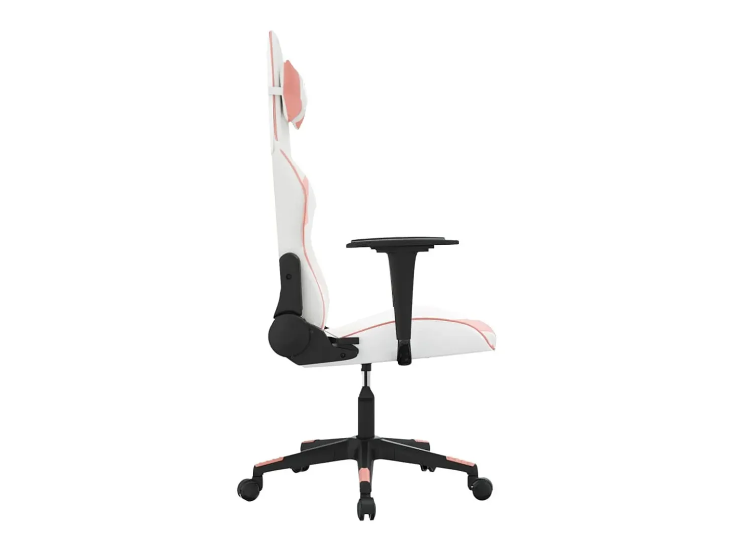 Cadeira gaming massagens couro artificial branco e rosa