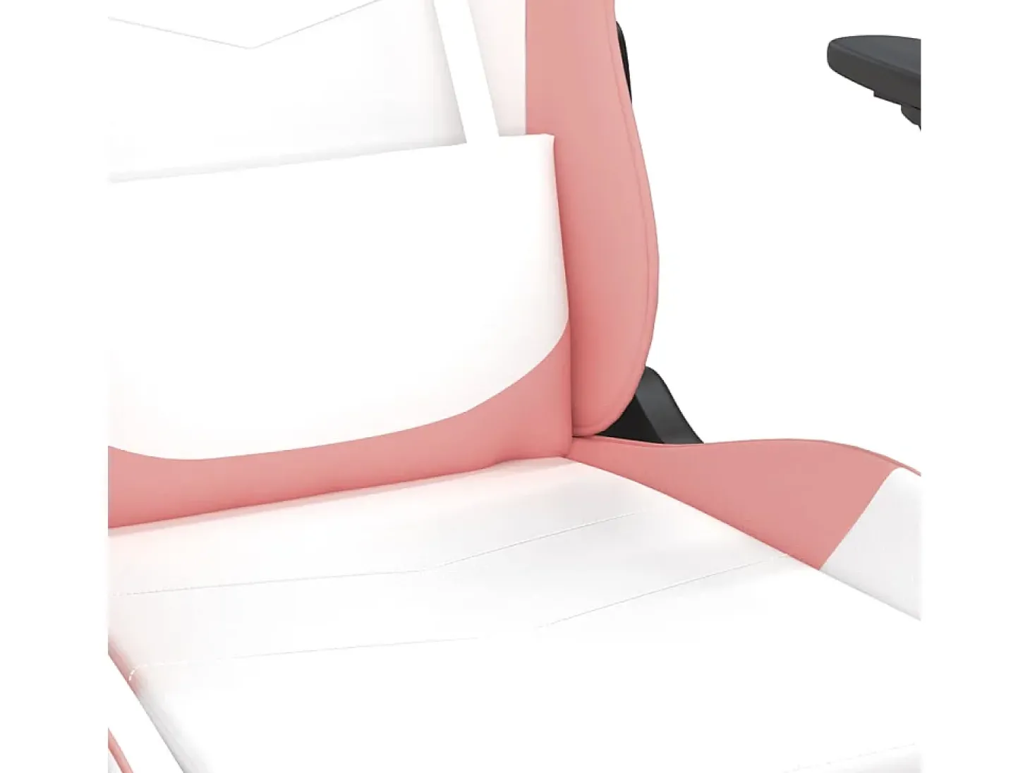 Cadeira gaming massagens couro artificial branco e rosa