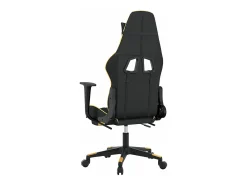 Cadeira gaming massagens c/ apoio pés couro artif. Ouro/Preto