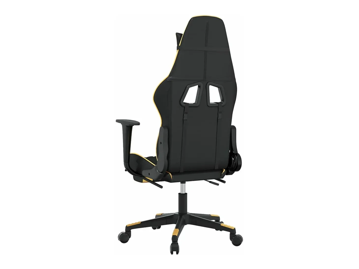 Cadeira gaming massagens c/ apoio pés couro artif. Ouro/Preto