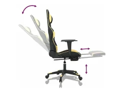 Cadeira gaming massagens c/ apoio pés couro artif. Ouro/Preto