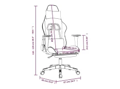 Cadeira gaming massagens c/ apoio pés couro artif. branco/rosa