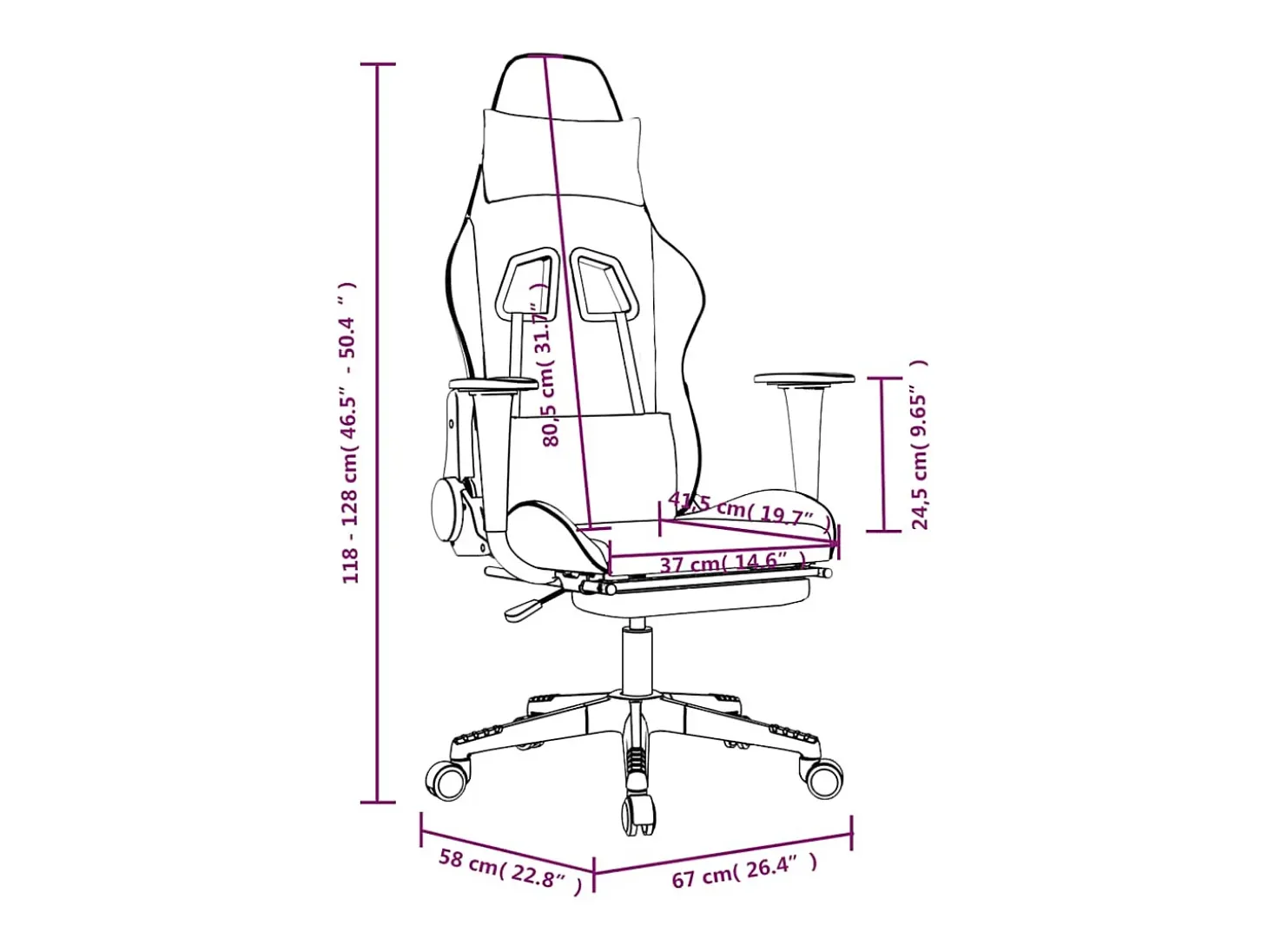 Cadeira gaming massagens c/ apoio pés couro artif. branco/rosa