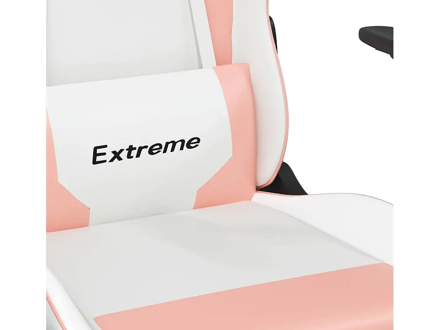 Cadeira gaming massagens c/ apoio pés couro artif. branco/rosa