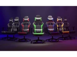 Cadeira gaming massagens c/ apoio pés couro artif. branco/rosa