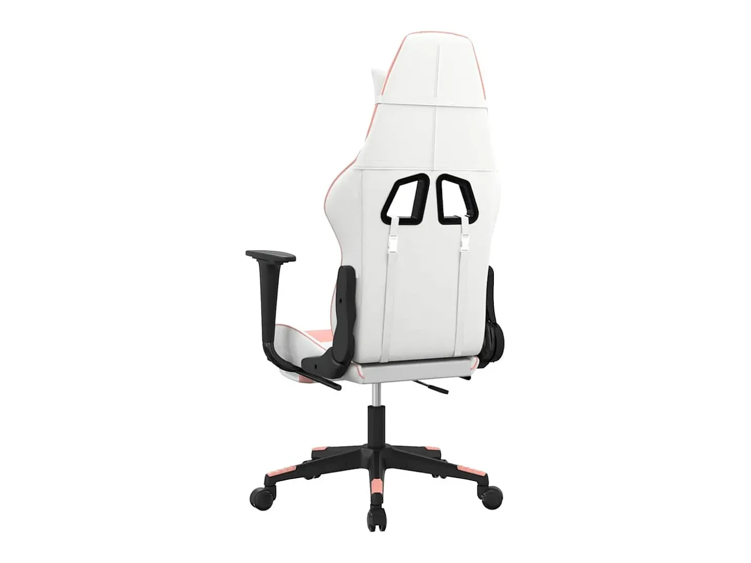 Cadeira gaming massagens c/ apoio pés couro artif. branco/rosa