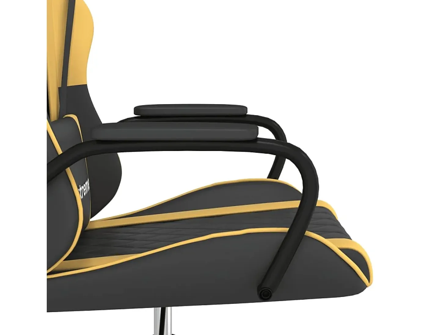 Cadeira gaming massagens couro artificial preto e dourado