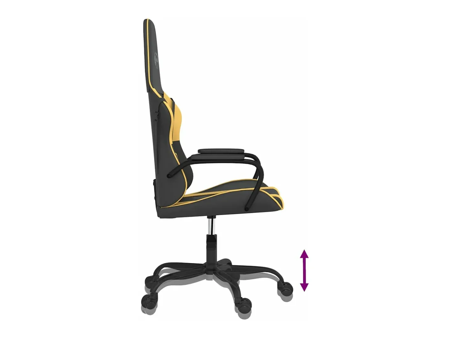 Cadeira gaming massagens couro artificial preto e dourado